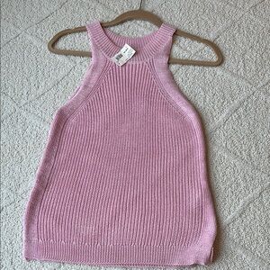 Fate Pink Ribbed Knit Halter Sweater